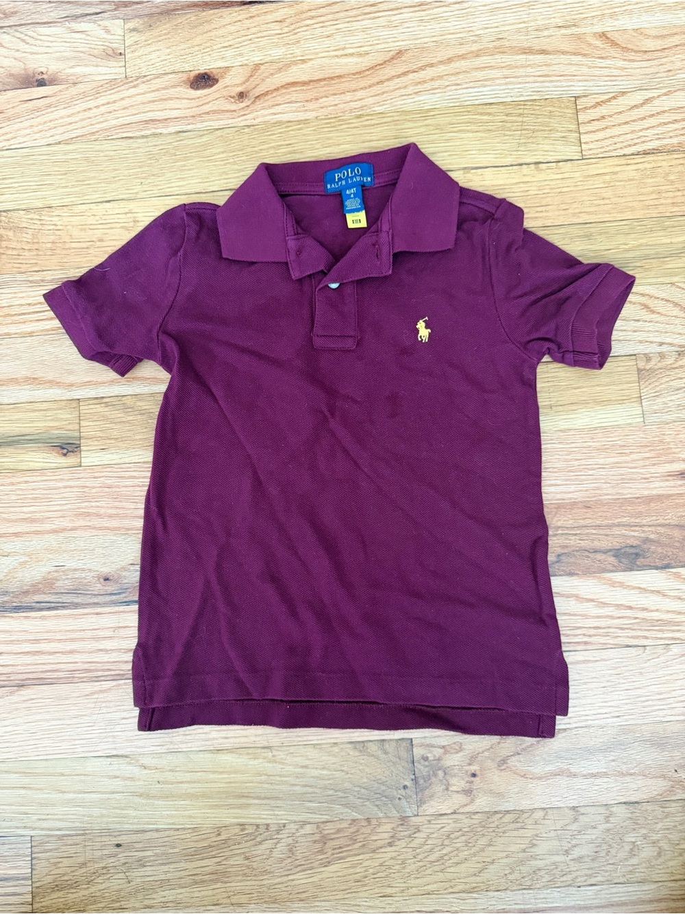 Ralph Lauren Kids Polo Shirt in Burgundy with Yellow Pony
